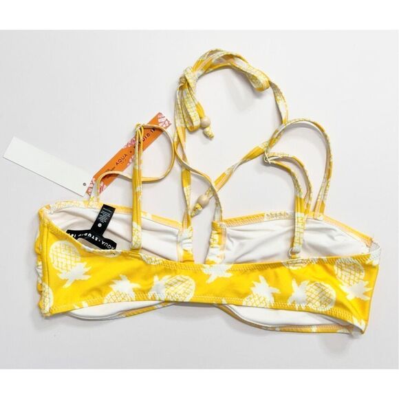 AQUA x Studio 189 Pineapple Bikini Swimwear Medium Yellow White Top and Bottom - Picture 5 of 8